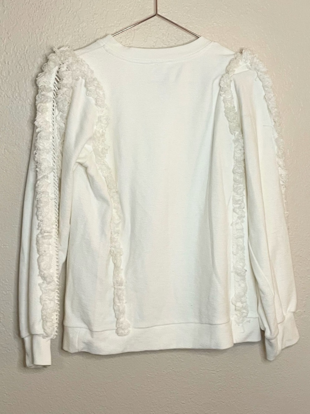 Sugarlips Houston Fringe White Cotton Sweatshirt NWT S - Picture 3 of 12